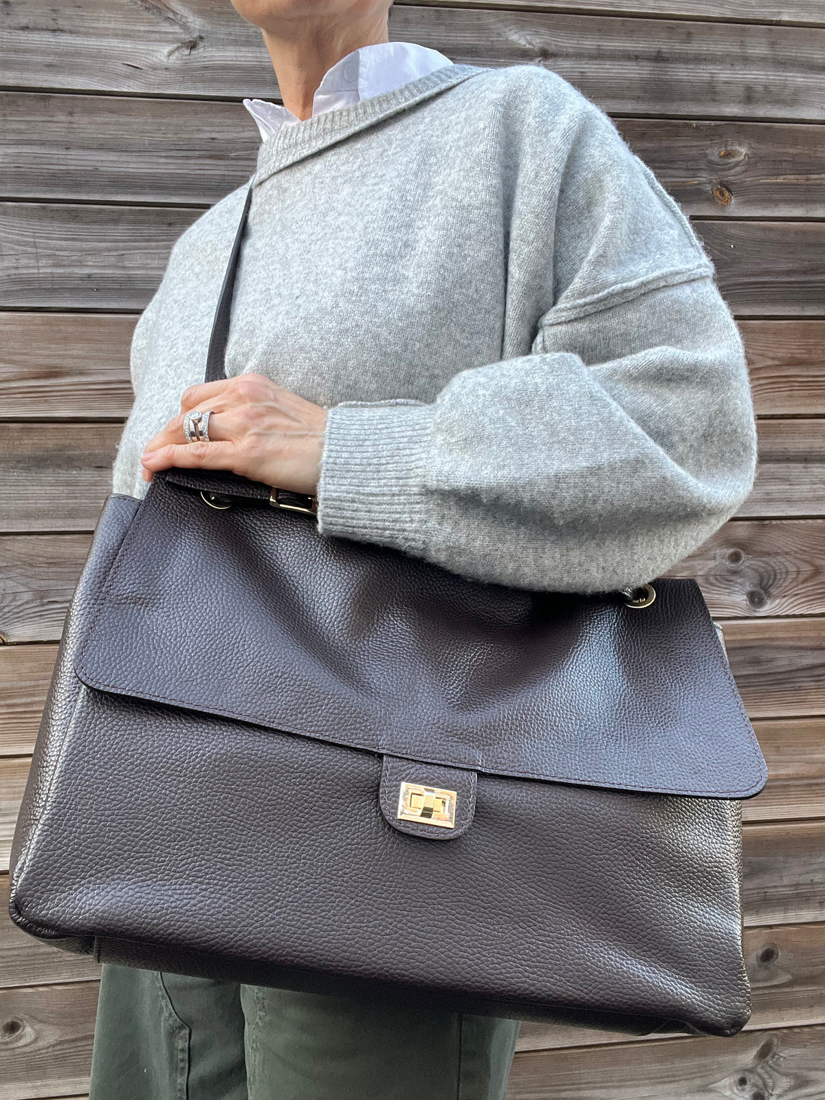 BLAZY maxi sac à rabat choco