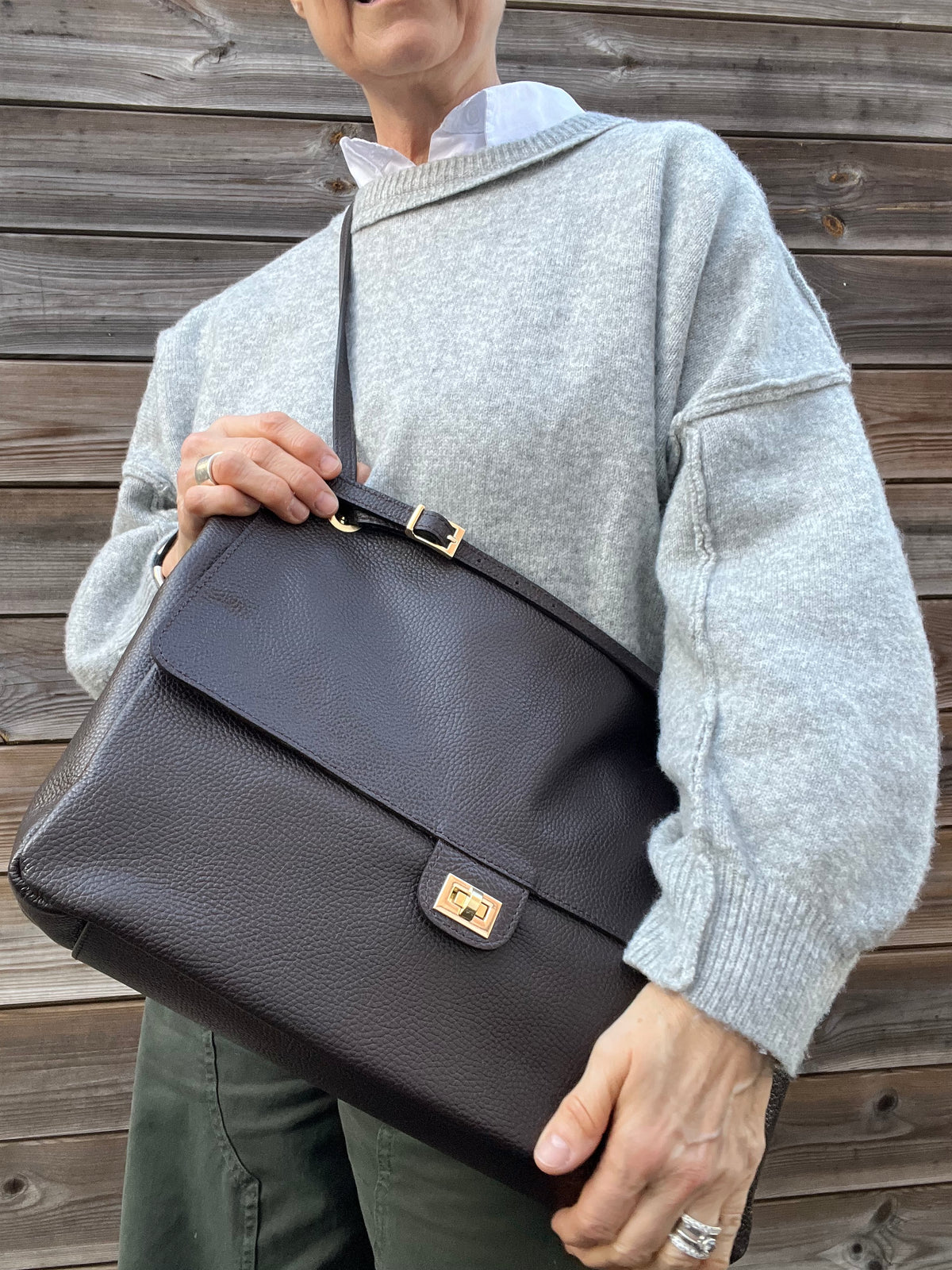BLAZY maxi sac à rabat choco