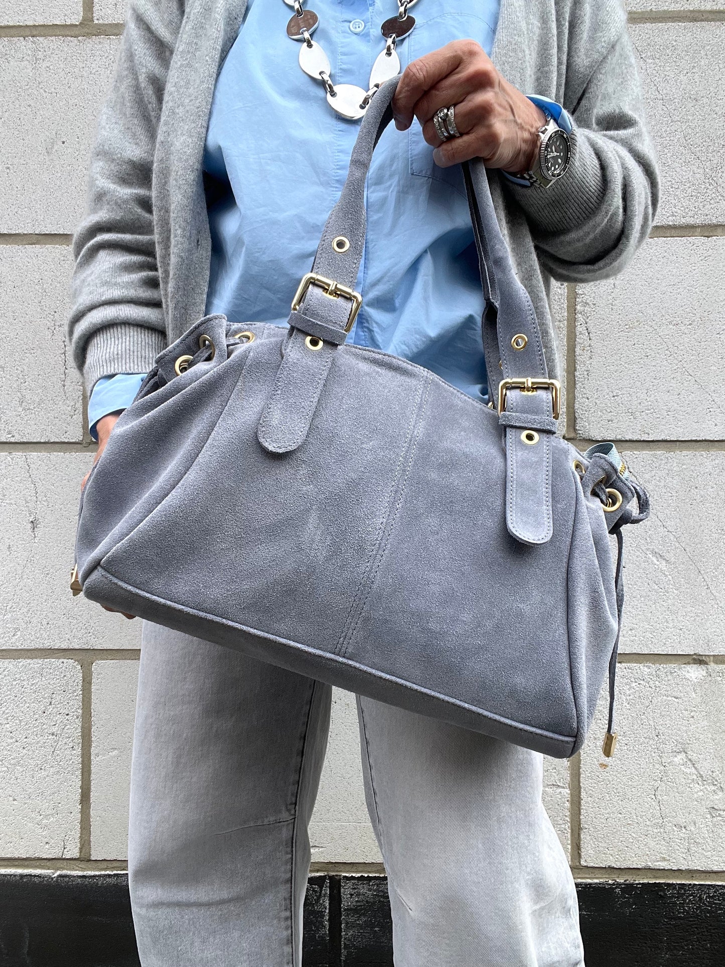 GERARD sac en daim froncé grey