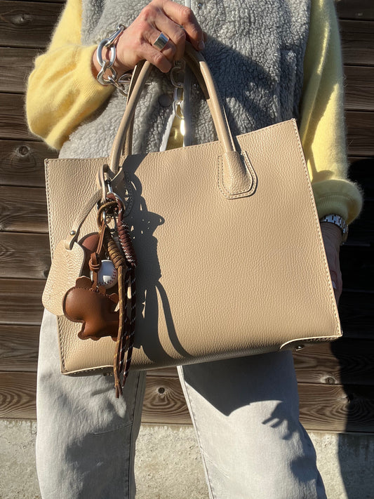 OFFICE cabas en cuir grainé beige