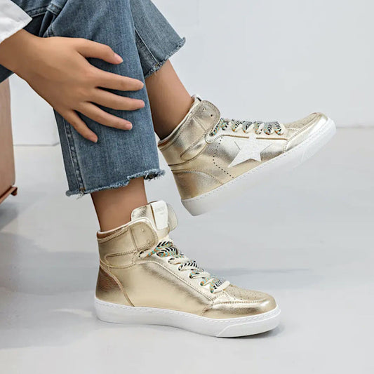 DUCK sneakers montantes métallisées gold