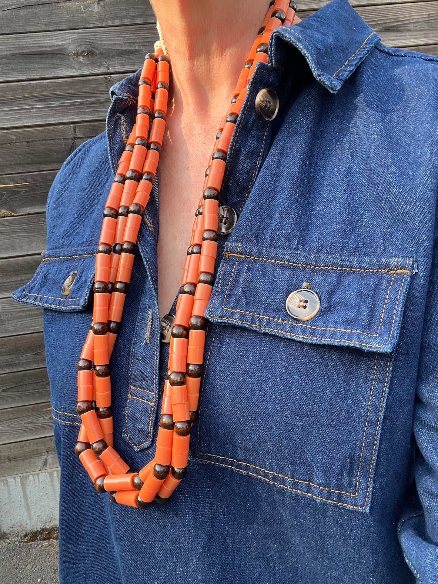 BIGONE sautoir triple XL caramel