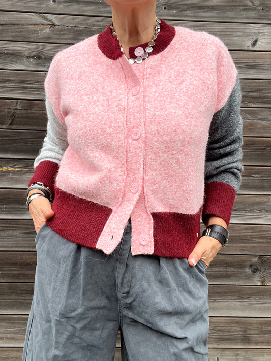 ARLETTE gilet colorbloc wine