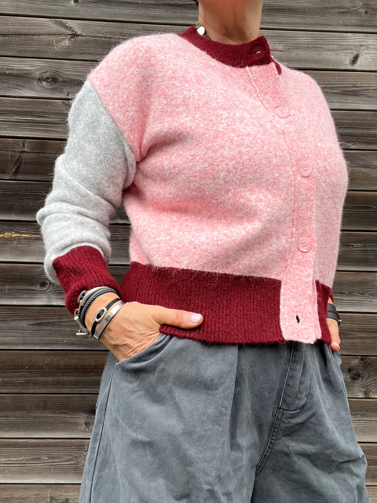 ARLETTE gilet colorbloc wine