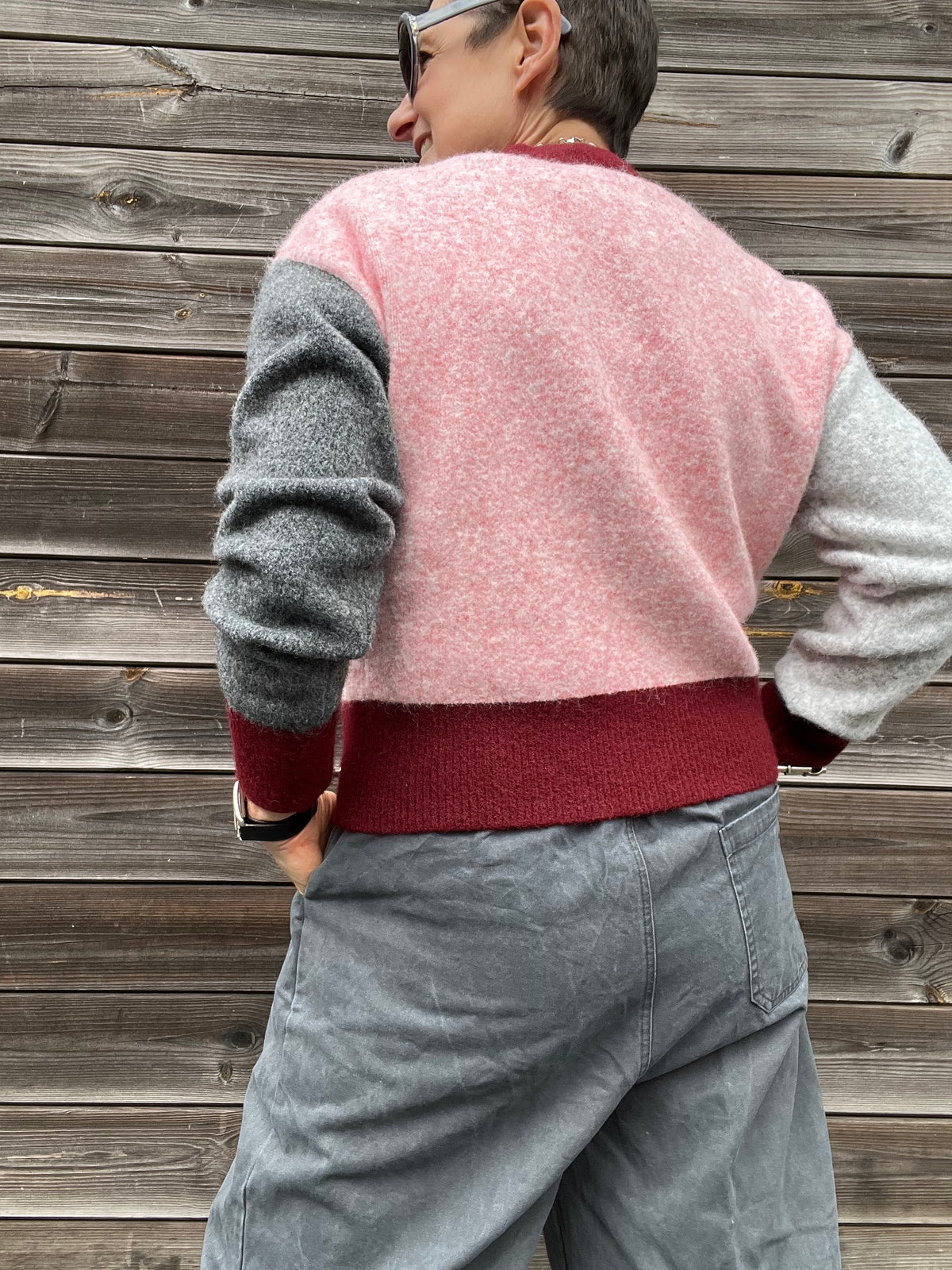 ARLETTE gilet colorbloc wine
