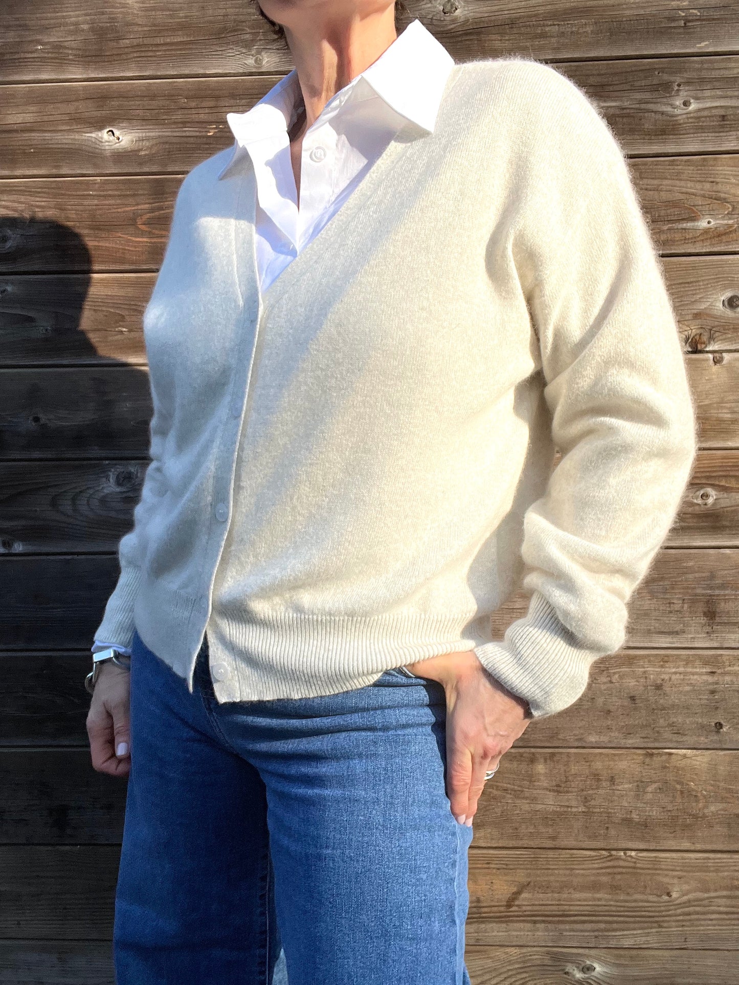 ASPEN gilet V boutonné beige
