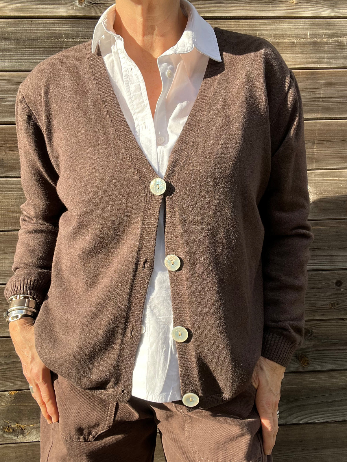BOURLA gilet boutonné ultra doux choco