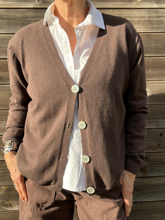 BOURLA gilet boutonné ultra doux choco