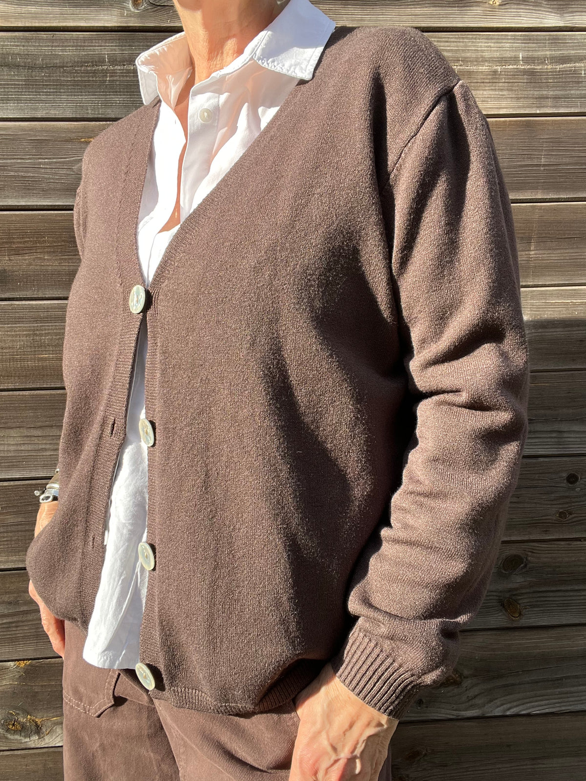 BOURLA gilet boutonné ultra doux choco