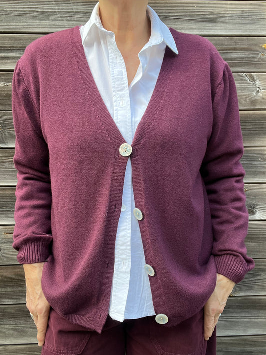 BOURLA gilet boutonné ultra doux wine
