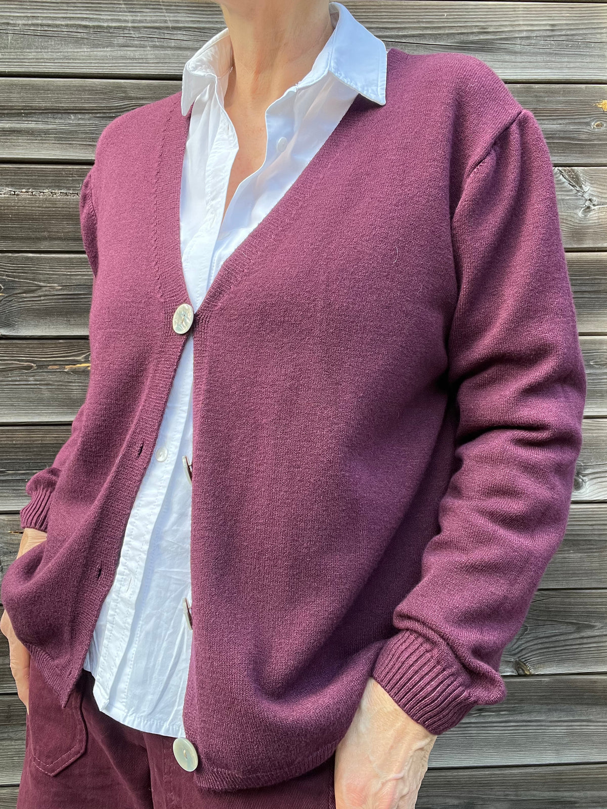 BOURLA gilet boutonné ultra doux wine