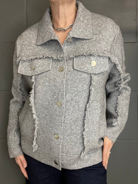FRANGY gilet veste frangé grey