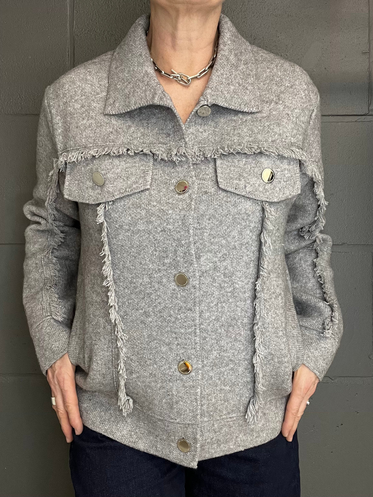 FRANGY gilet veste frangé grey