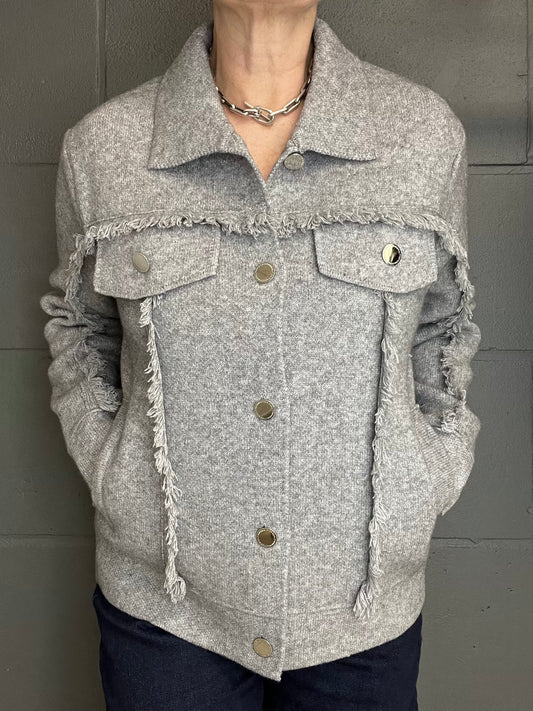 FRANGY gilet veste frangé grey