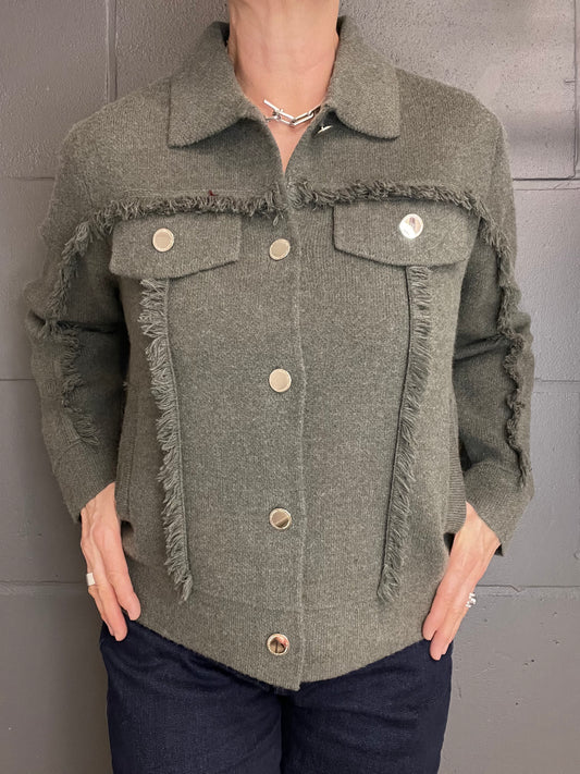 FRANGY gilet veste frangé kaki