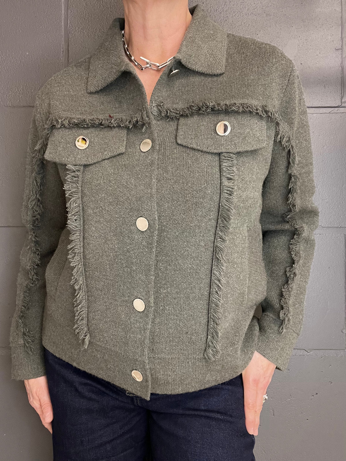 FRANGY gilet veste frangé kaki