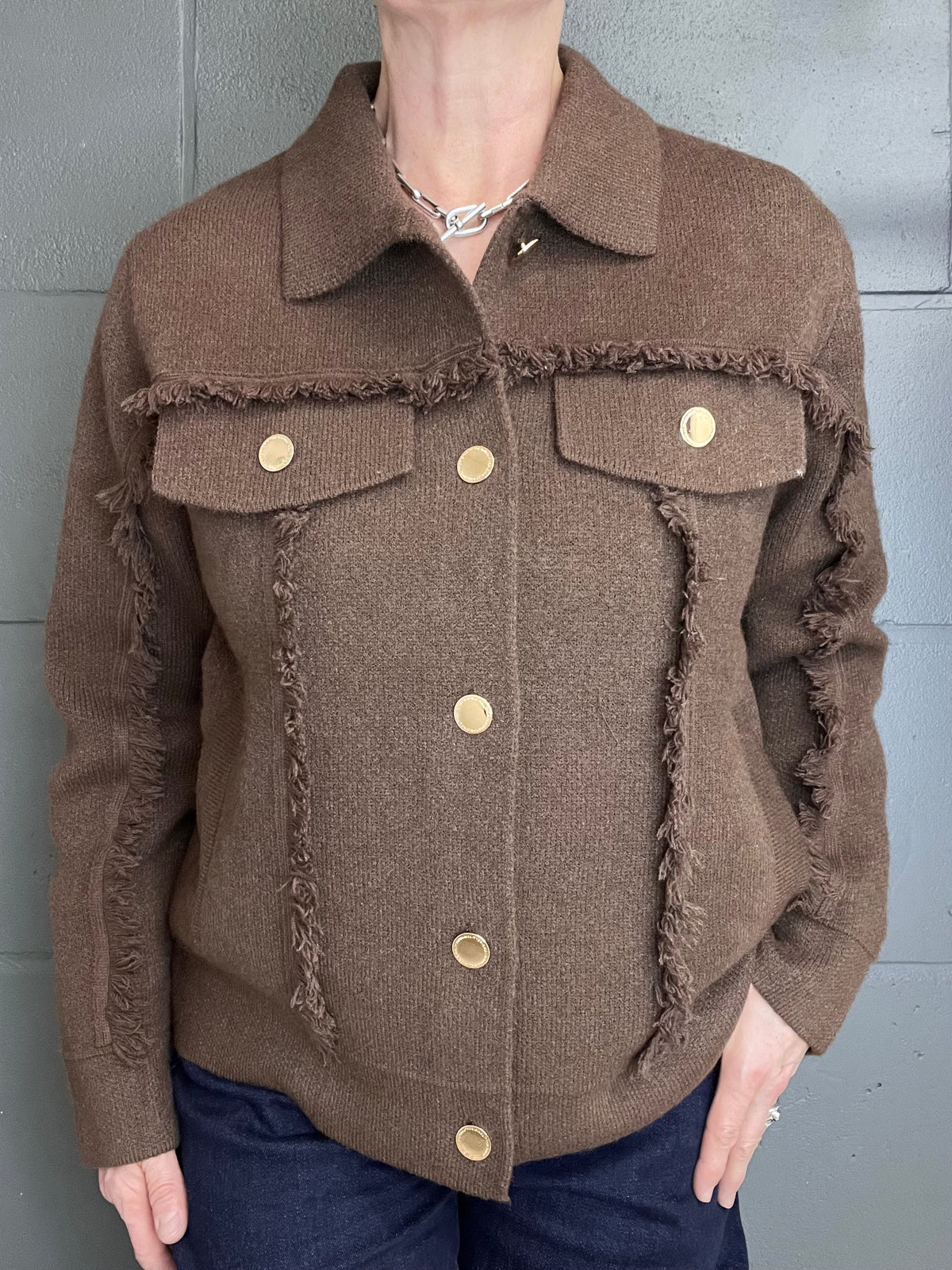 FRANGY gilet veste frangé choco