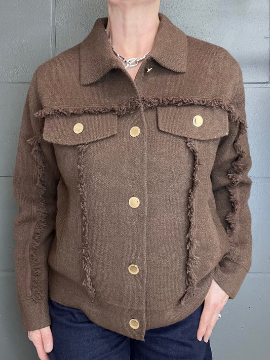 FRANGY gilet veste frangé choco