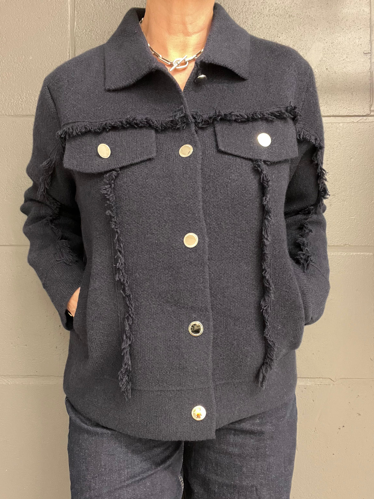 FRANGY gilet veste frangé navy