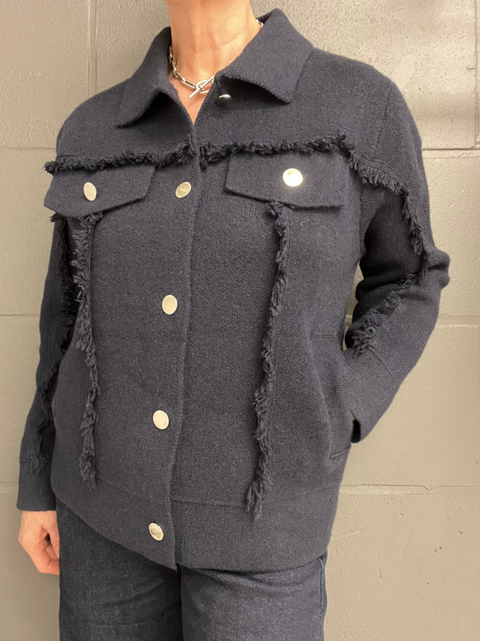 FRANGY gilet veste frangé navy