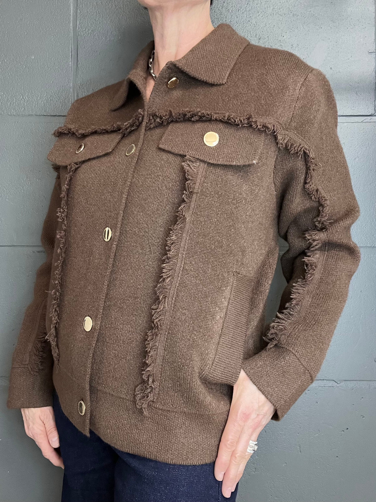 FRANGY gilet veste frangé choco
