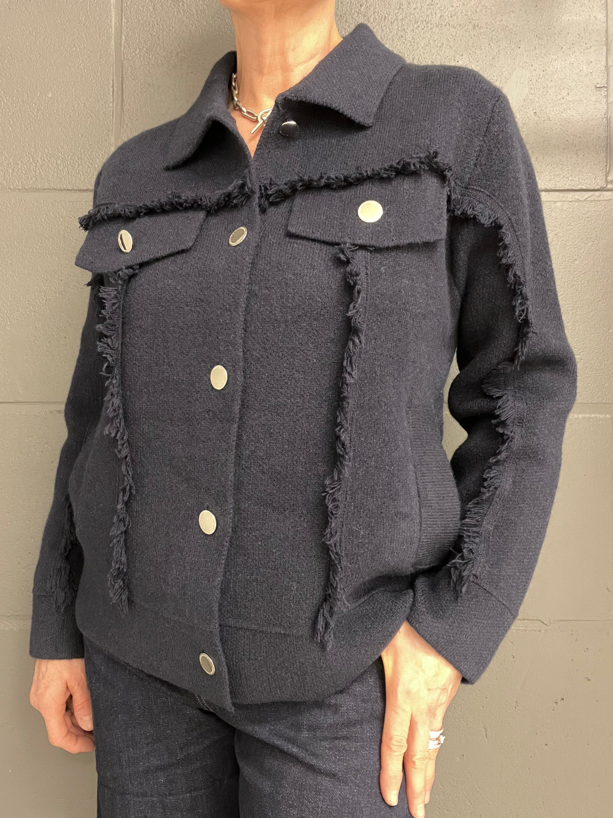 FRANGY gilet veste frangé navy