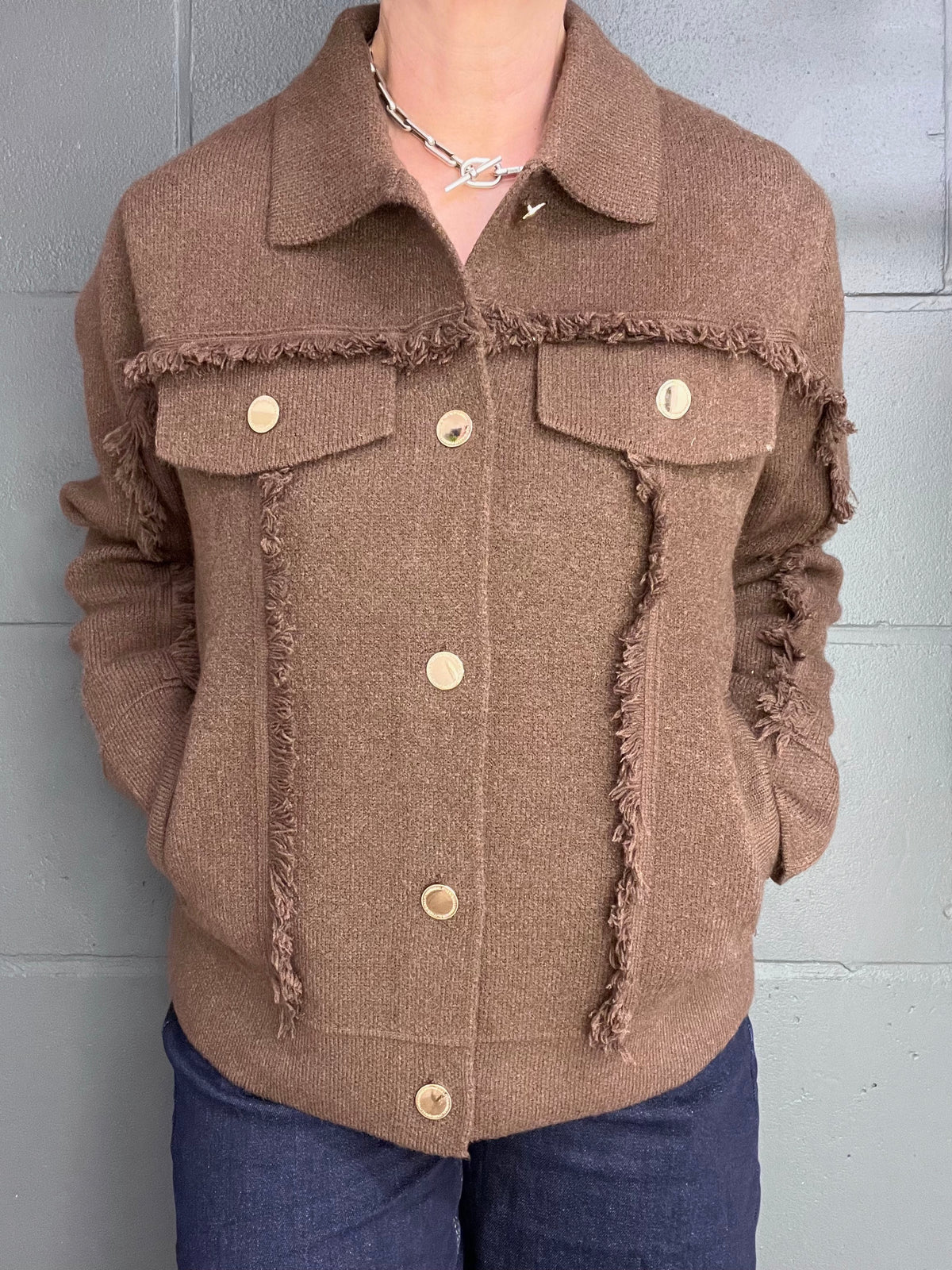 FRANGY gilet veste frangé choco