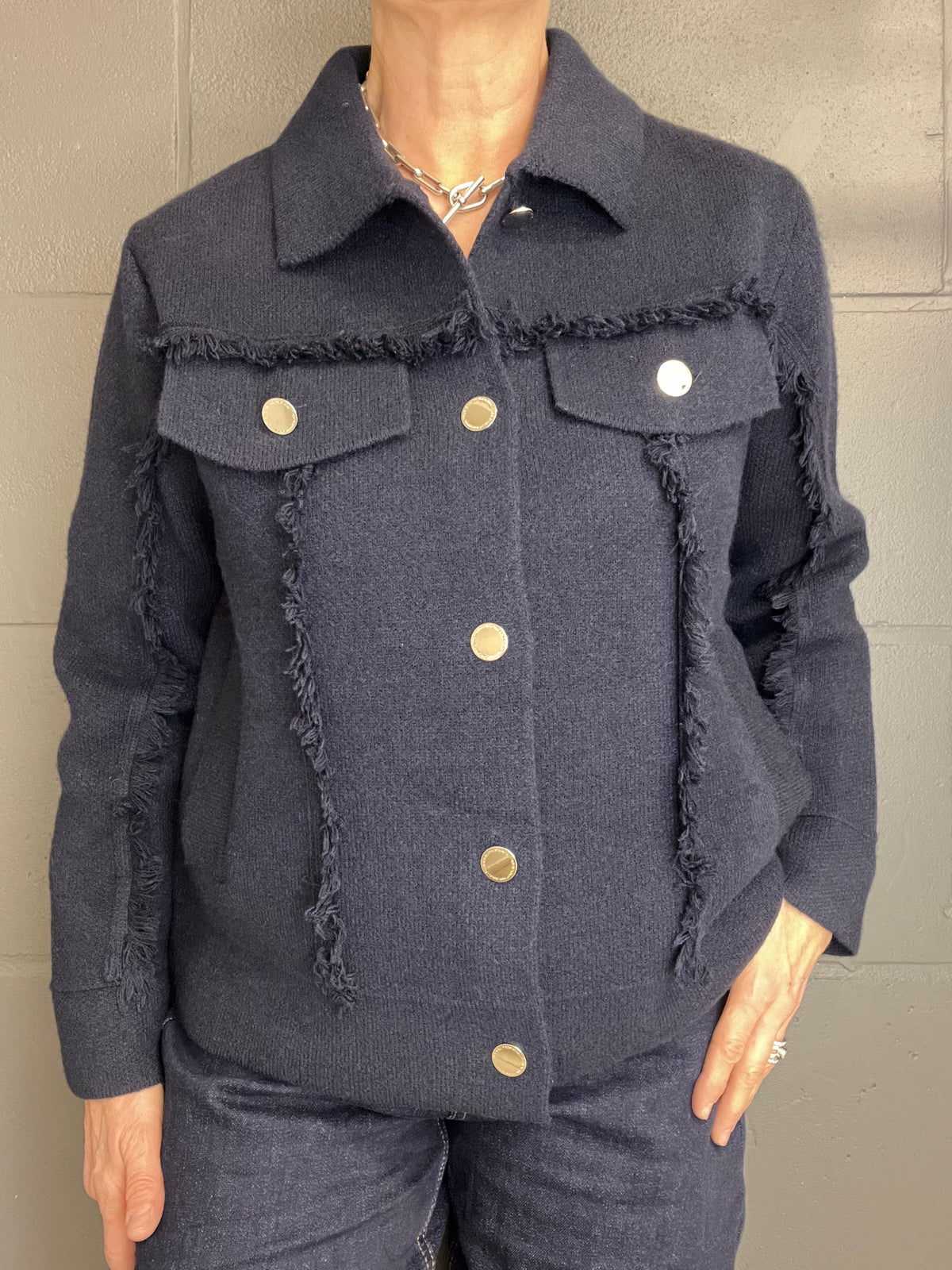 FRANGY gilet veste frangé navy