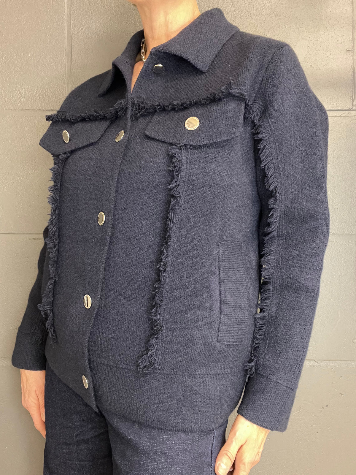 FRANGY gilet veste frangé navy