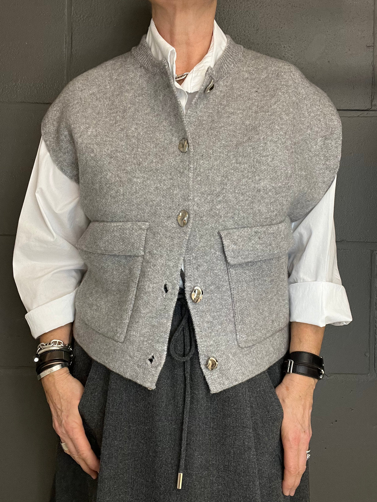 GILLY gilet sans manche maille compacte grey