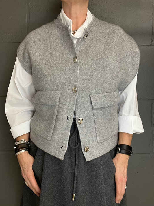 GILLY gilet sans manche maille compacte grey