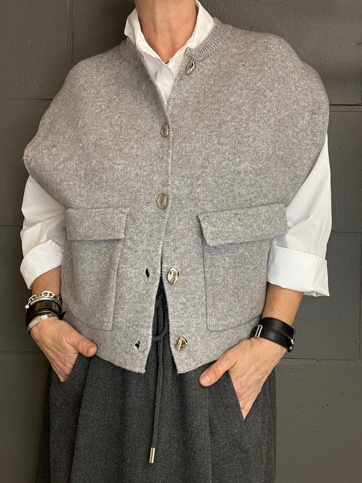 GILLY gilet sans manche maille compacte grey