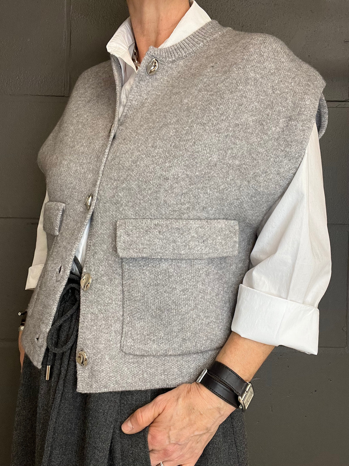 GILLY gilet sans manche maille compacte grey