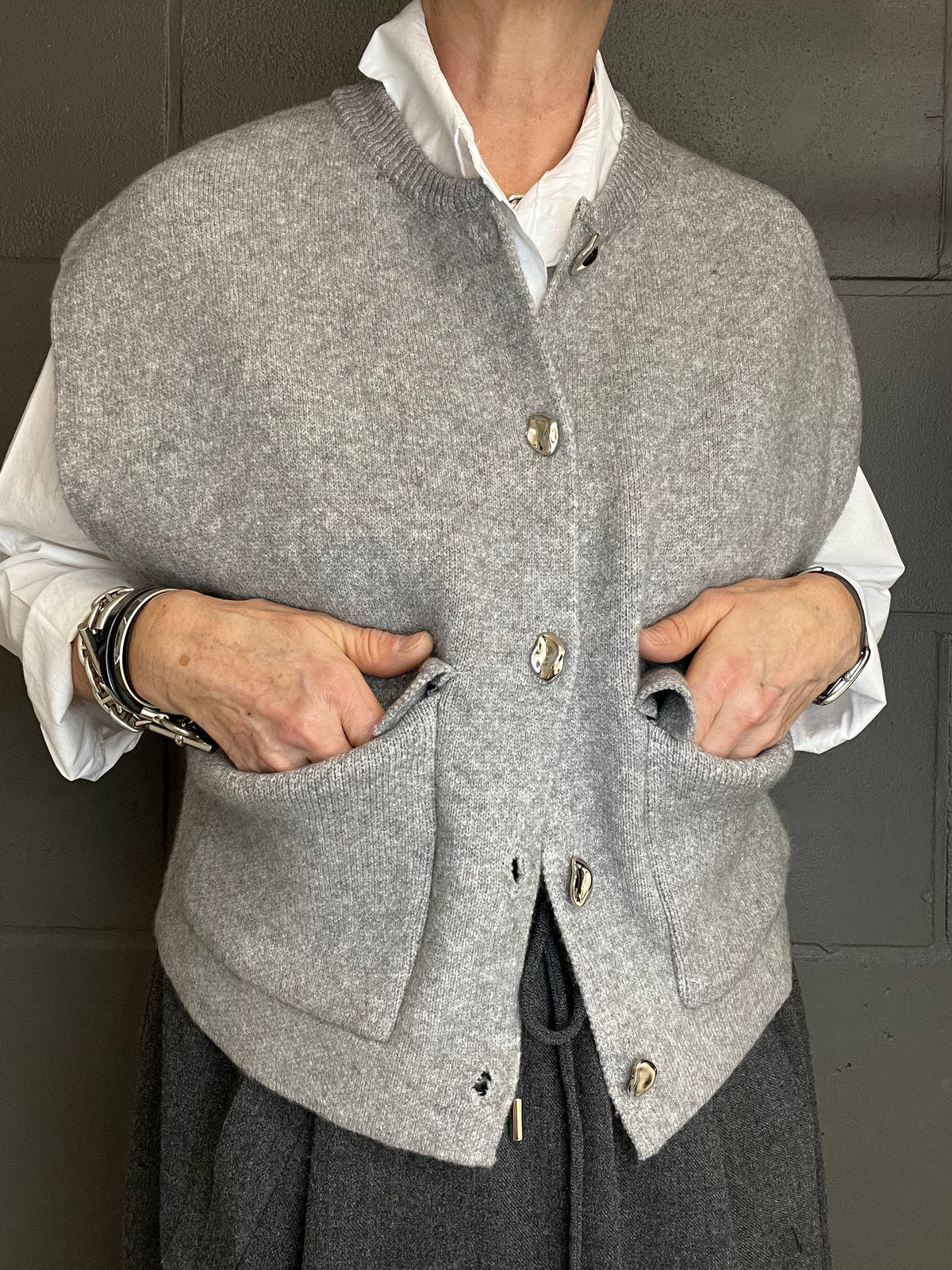 GILLY gilet sans manche maille compacte grey
