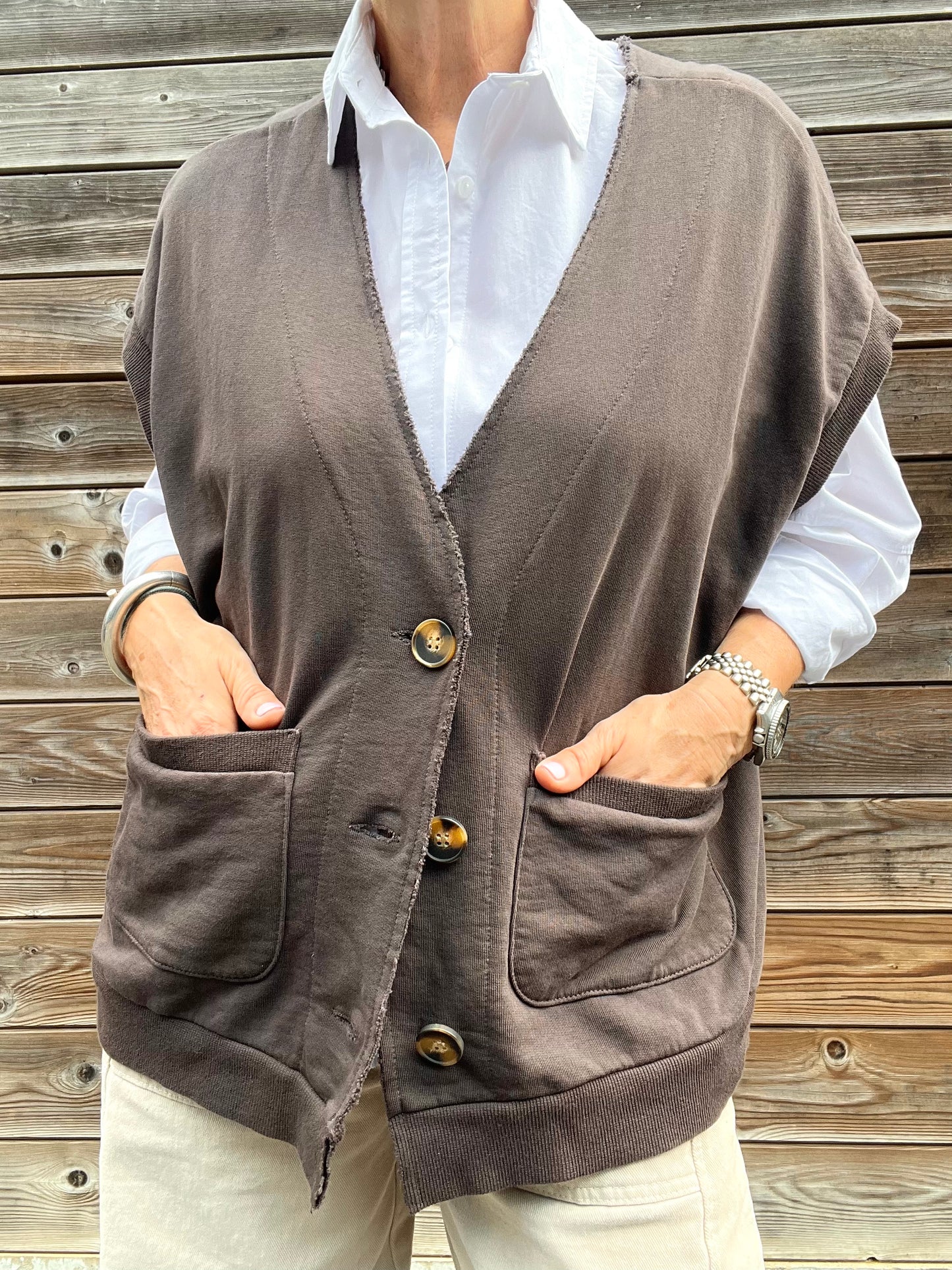 JAPAN gilet en jersey choco