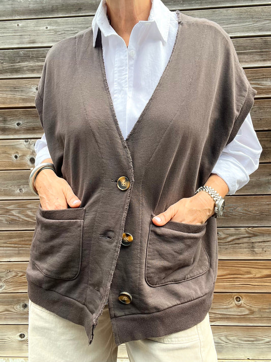 JAPAN gilet en jersey choco