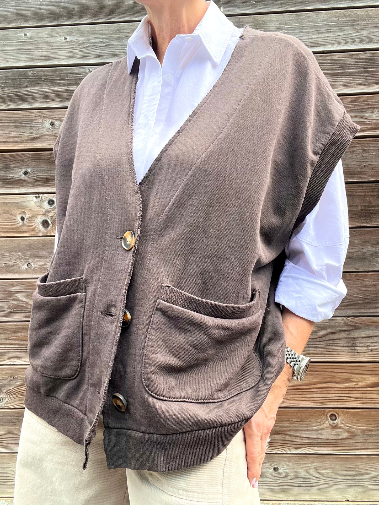 JAPAN gilet en jersey choco