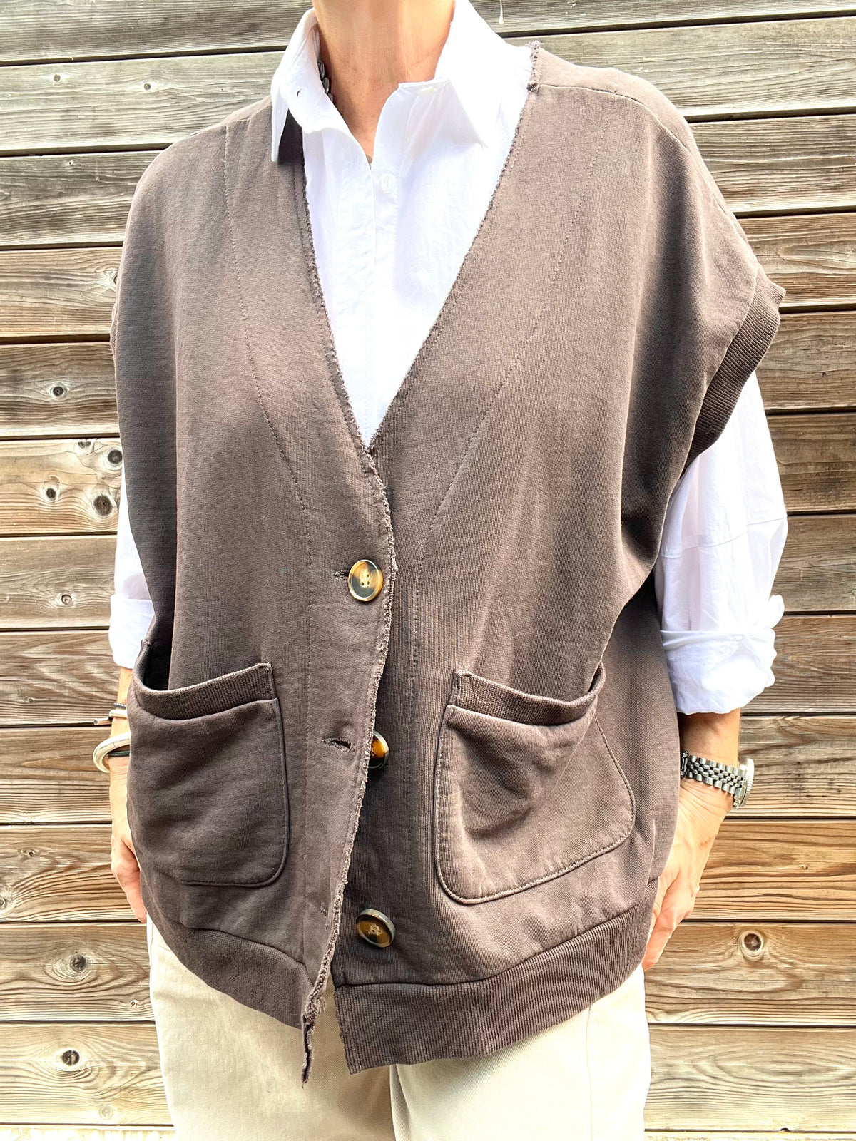 JAPAN gilet en jersey choco