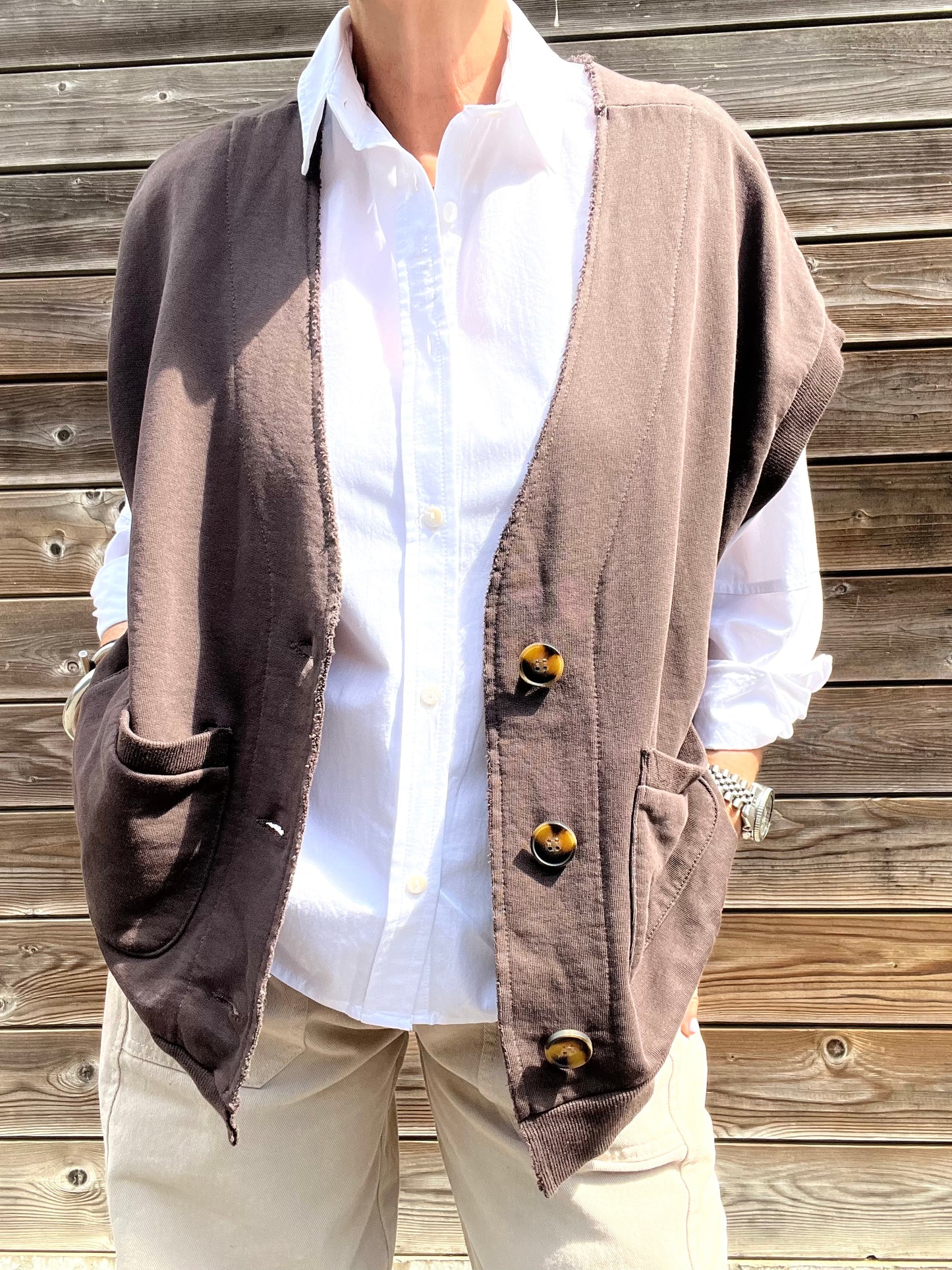 JAPAN gilet en jersey choco