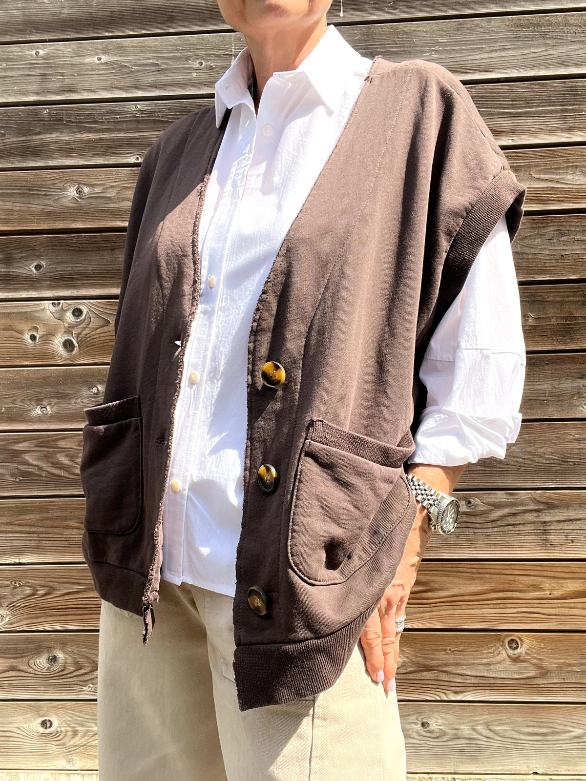 JAPAN gilet en jersey choco
