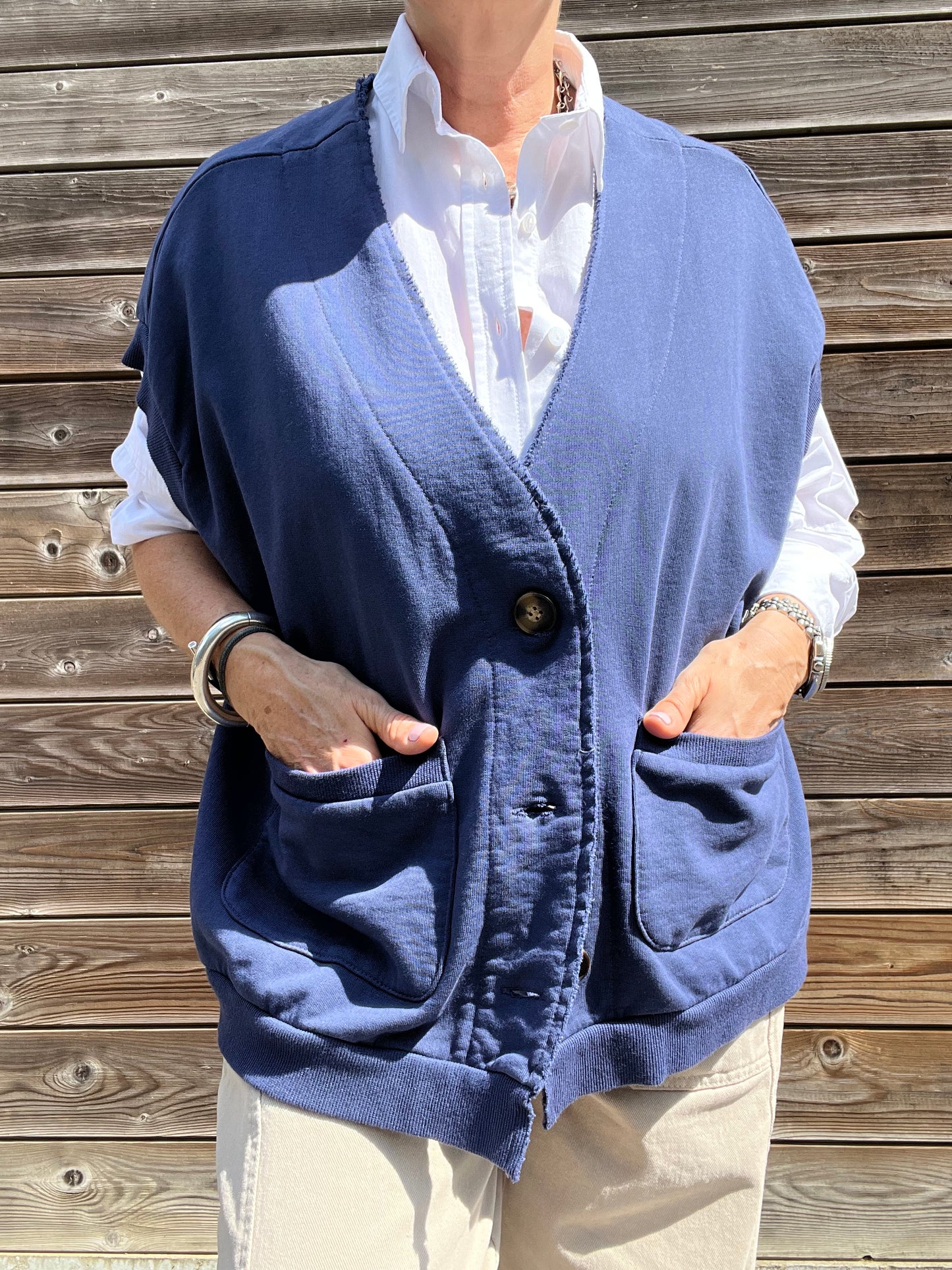 JAPAN gilet en jersey indigo