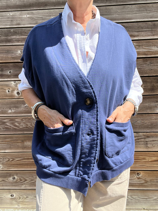 JAPAN gilet en jersey indigo