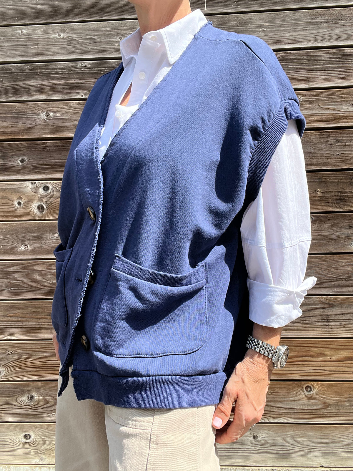 JAPAN gilet en jersey indigo