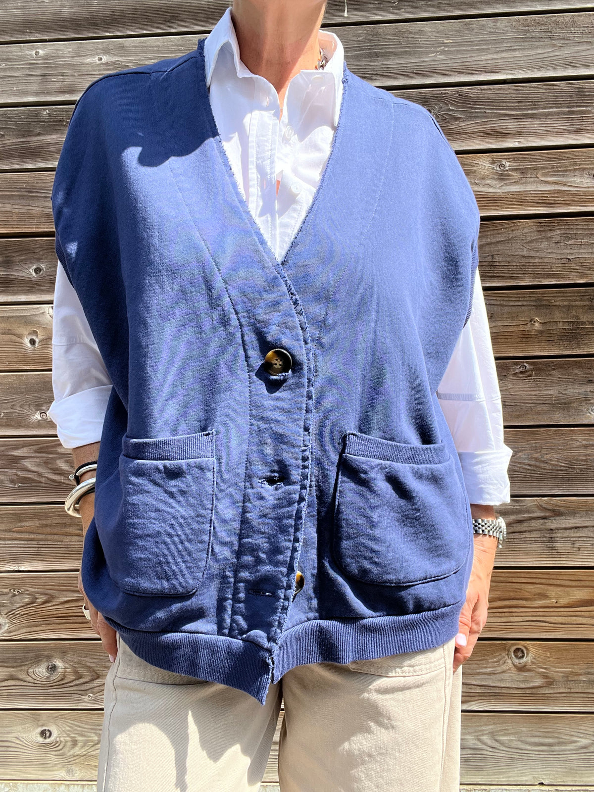 JAPAN gilet en jersey indigo