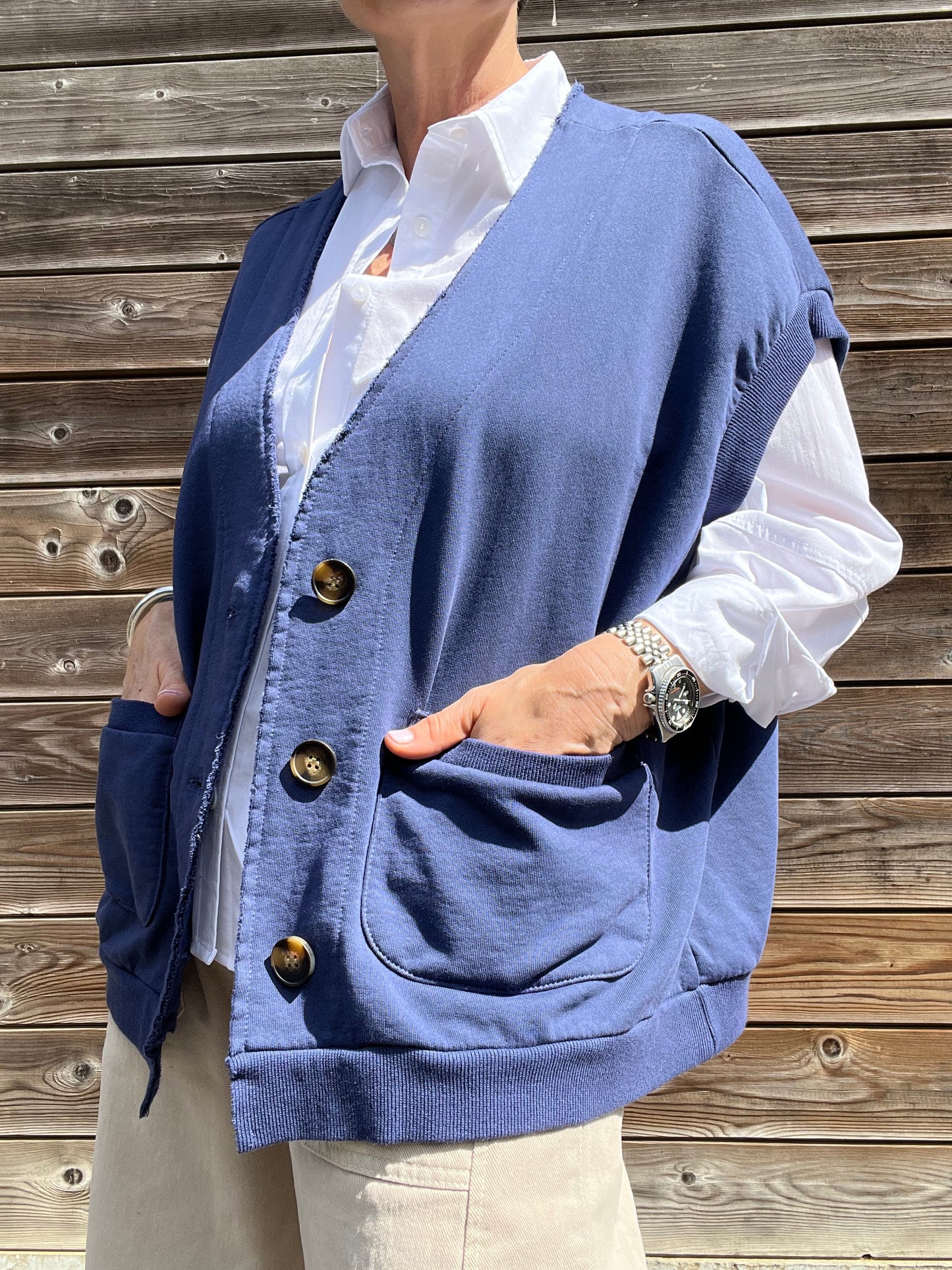 JAPAN gilet en jersey indigo