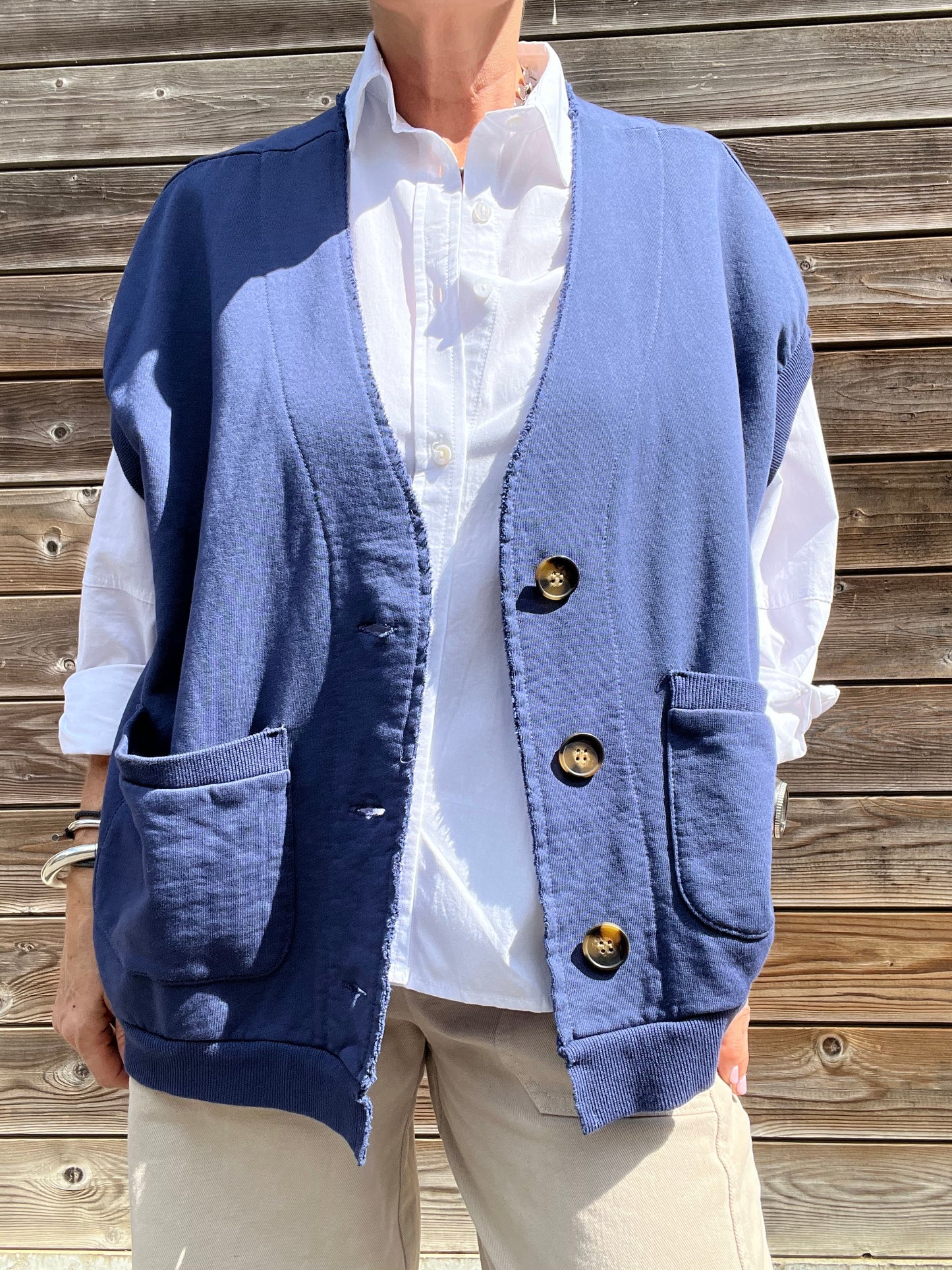 JAPAN gilet en jersey indigo