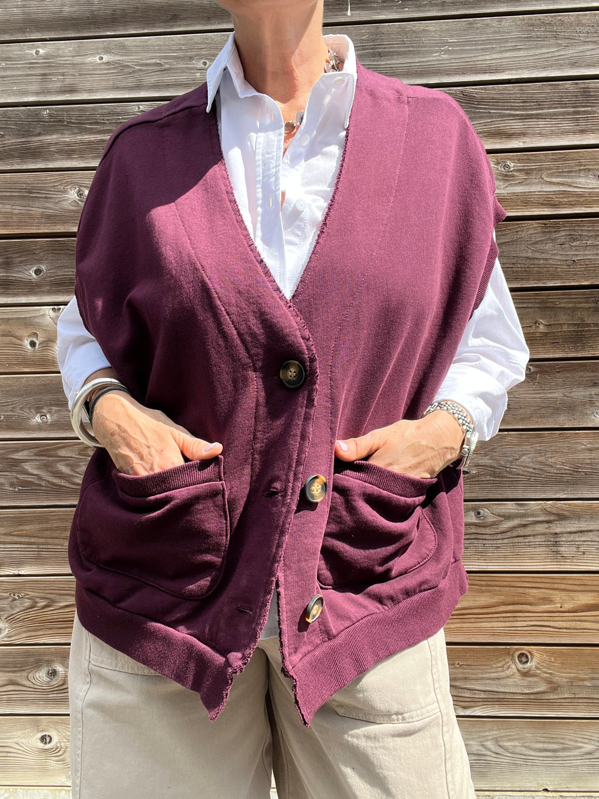 JAPAN gilet en jersey wine