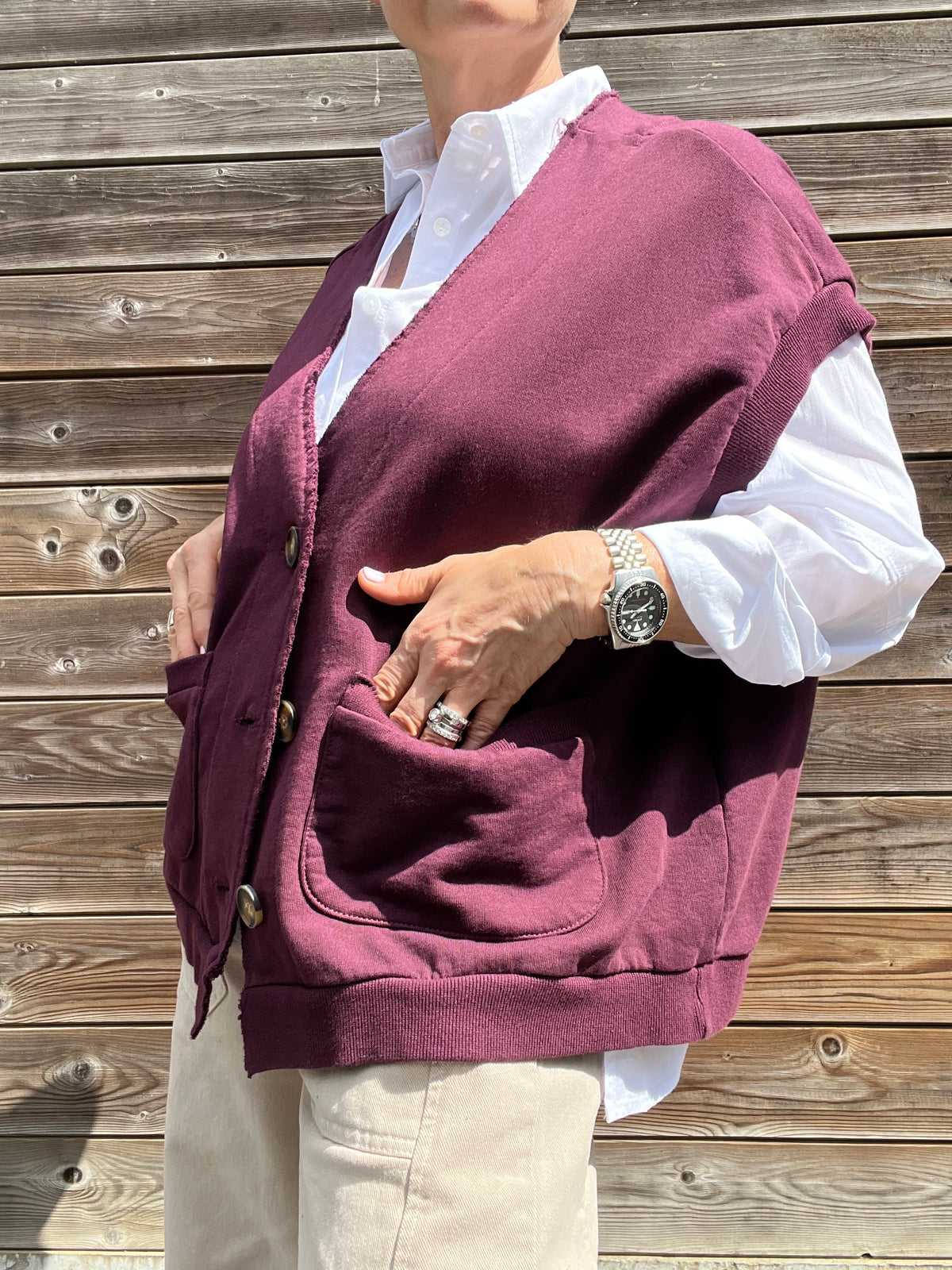JAPAN gilet en jersey wine