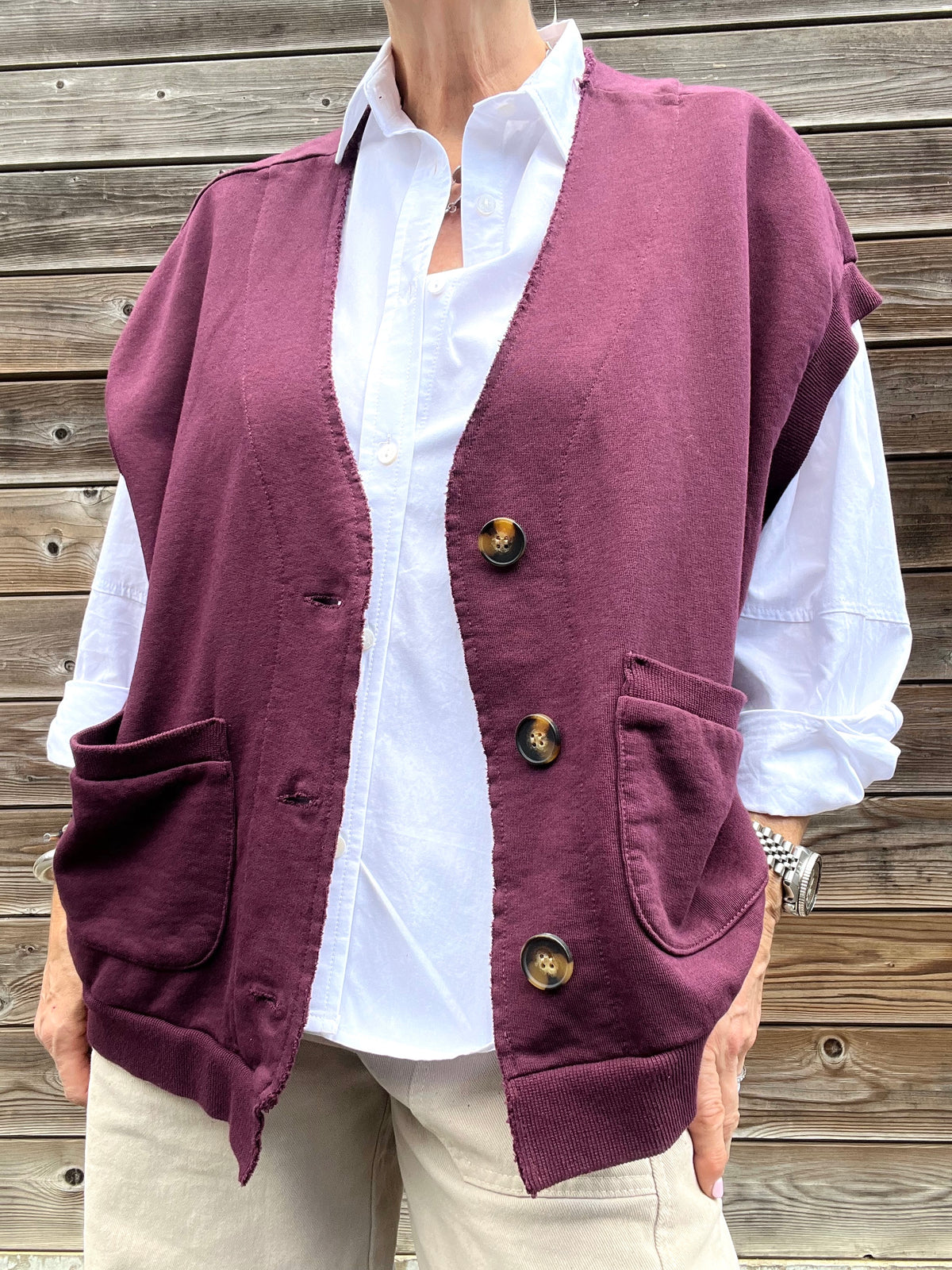 JAPAN gilet en jersey wine