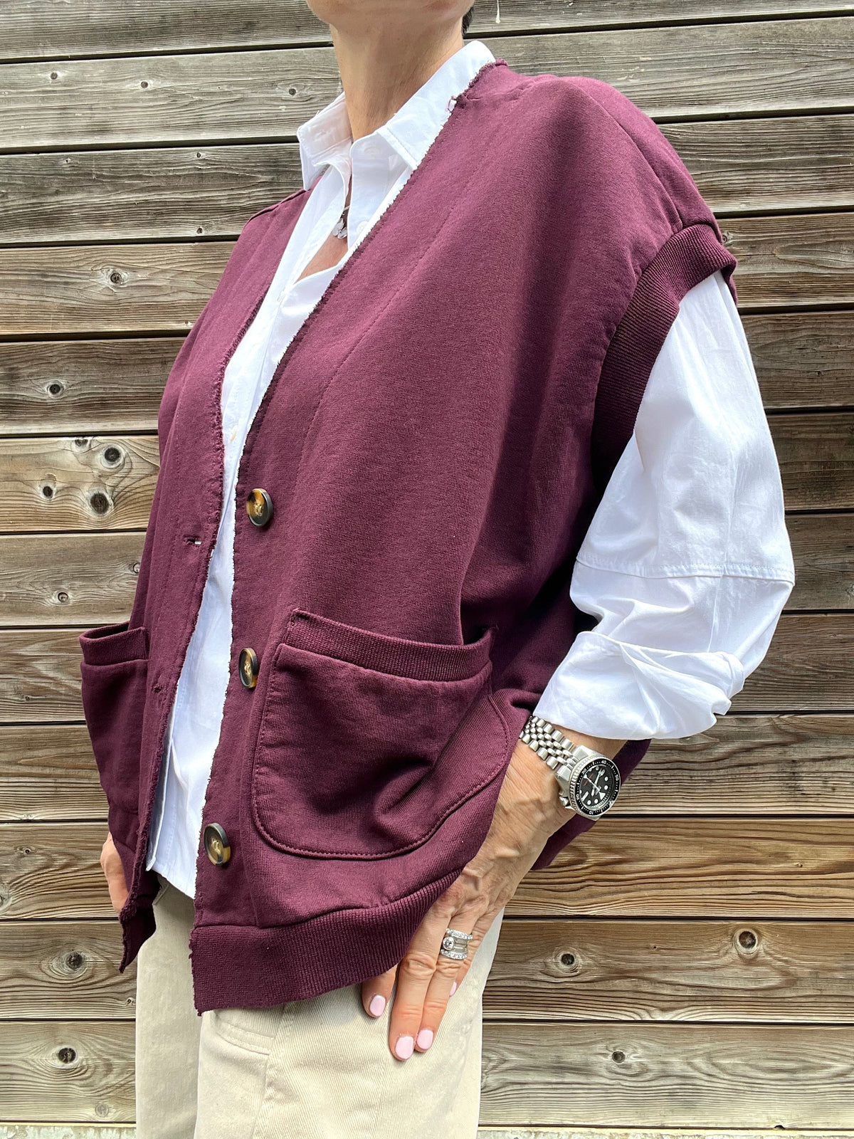 JAPAN gilet en jersey wine